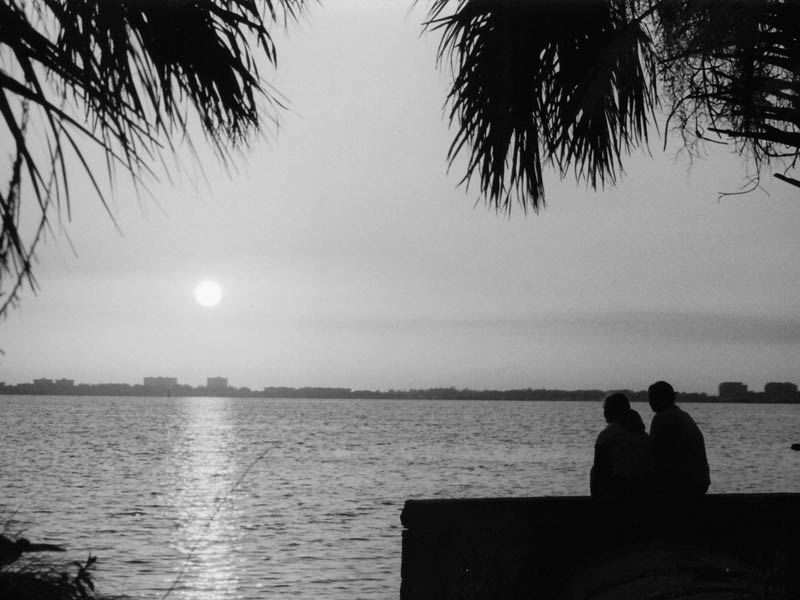 couple watching the sunset photo